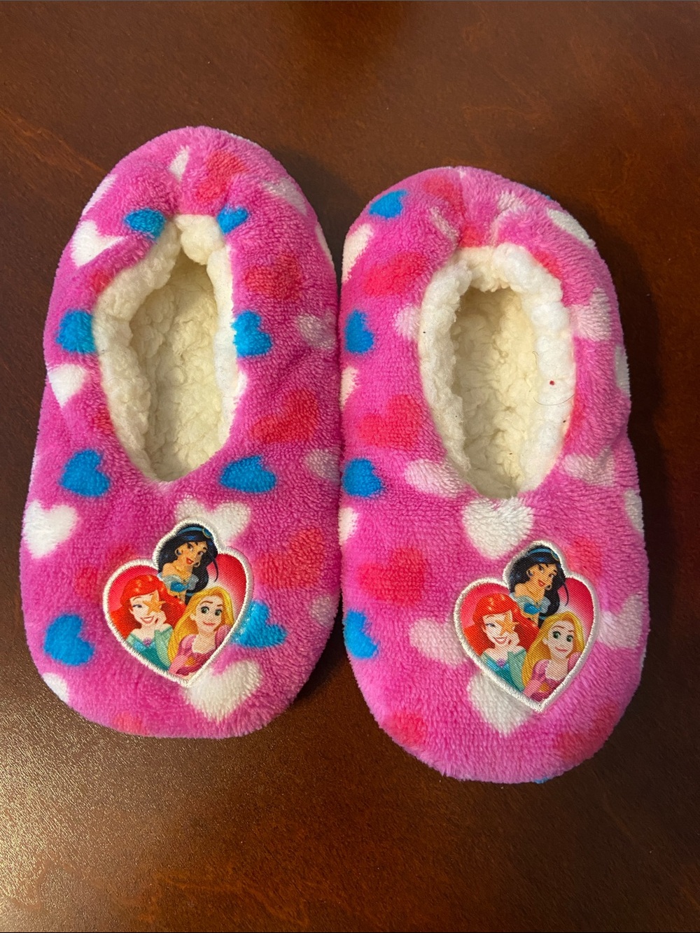 Disney Pink Princess Heart Slip-On Footies NWOT